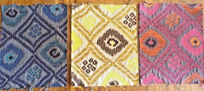 3 coupons de tissus d'ameublement épais en lin et coton de soie - 34 cm x 27 cm - Photo 1/4