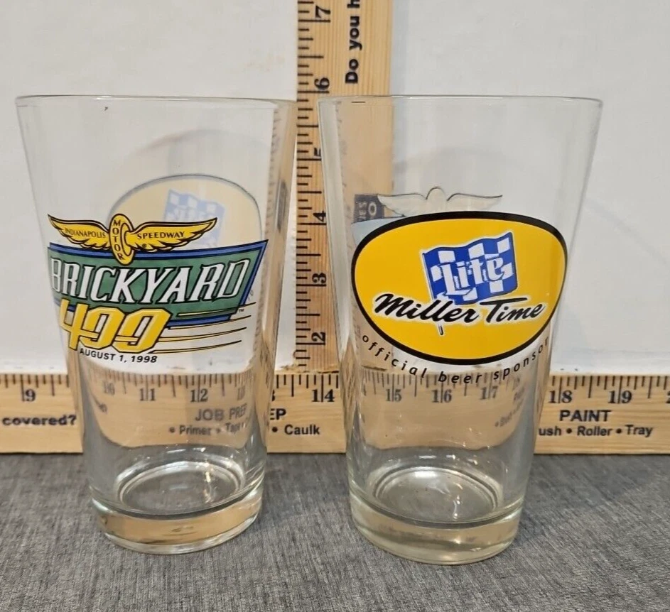 2 Miller Time Lite Brickyard 400 - 1998 Indianapolis Motor Speedway Очки 10 унций - Изображение 1 из 4