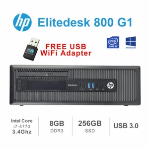 HP Elitedesk 800 G1 Desktop PC i7-4770 3.4GHz 8GB DDR3 256GB SSD Win10 Pro DVD - Picture 1 of 4