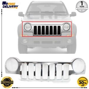 Grille Shell For 2002-2004 Jeep Liberty Chrome Plastic