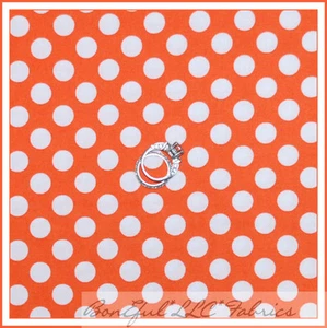 BonEful Fabric FQ Cotton Quilt Tangerine Orange White Small Polka Dot Holiday US - Picture 1 of 6