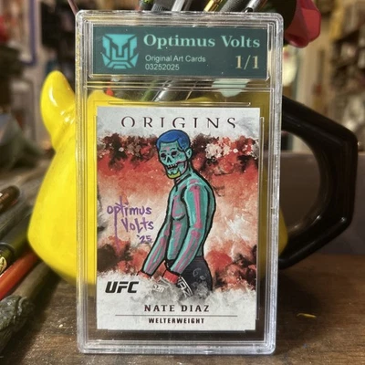 2021 Panini Chronicles UFC - Origins Nate Diaz #37 hand painted custom sketched - Image 1 of 4