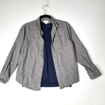 Old Navy Kids L 10 12 Gray Button Up Shirt Navy Active T Shirt Set - Image 1 of 4