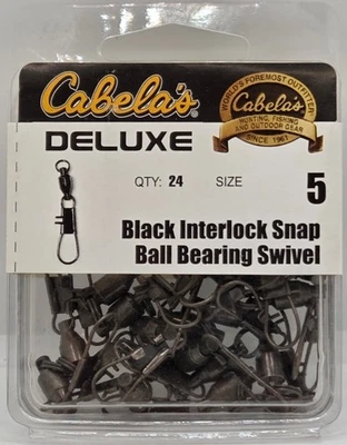 Cabela's Deluxe Interlock Snap Ball Bearing Barrel Swivel 24 Pc Fishing Tackle - Image 1 of 4