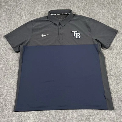 Tampa Bay Rays Nike Polo Shirt Mens 2XL Gray Blue MLB Baseball Performance Flex - Image 1 of 4