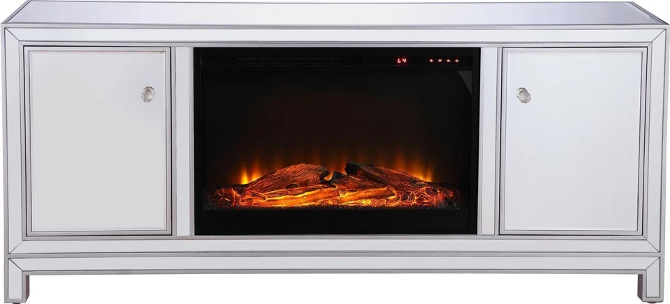 Consola multimedia con soporte de TV espejo plateado antiguo de 60 pulgadas madera maciza Foto 1 de 1