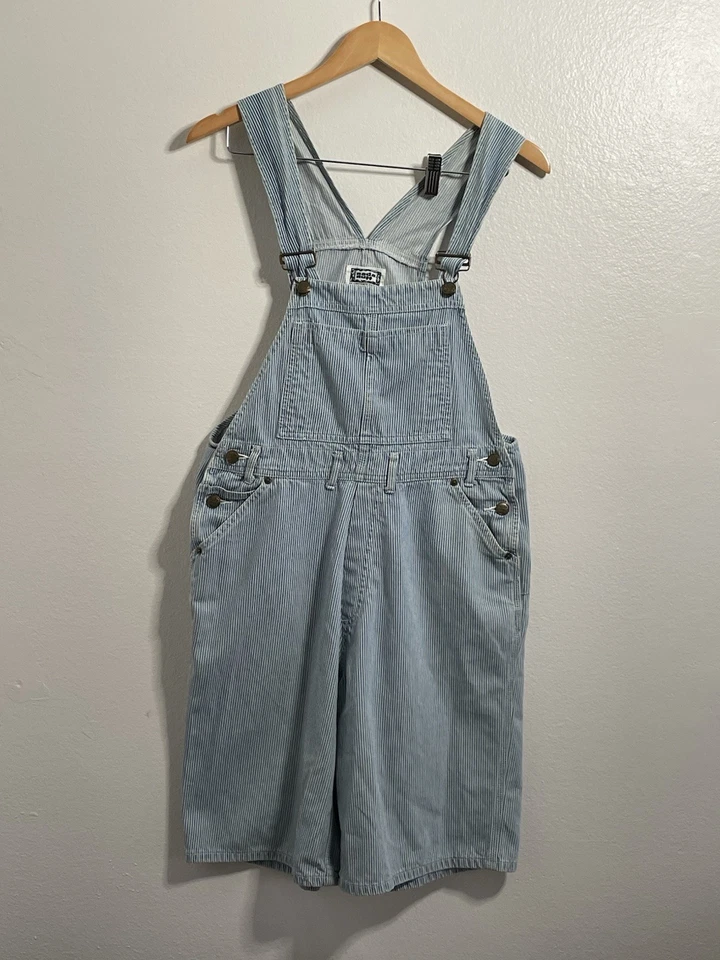 Mono corto vintage Nada Nuff M azul blanco a rayas denim años 90 Y2K  Foto 1 de 4