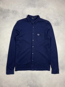Camisa azul manga larga Fred Perry abotonada informal ropa de calle para hombre talla mediana” - Imagen 1 de 9