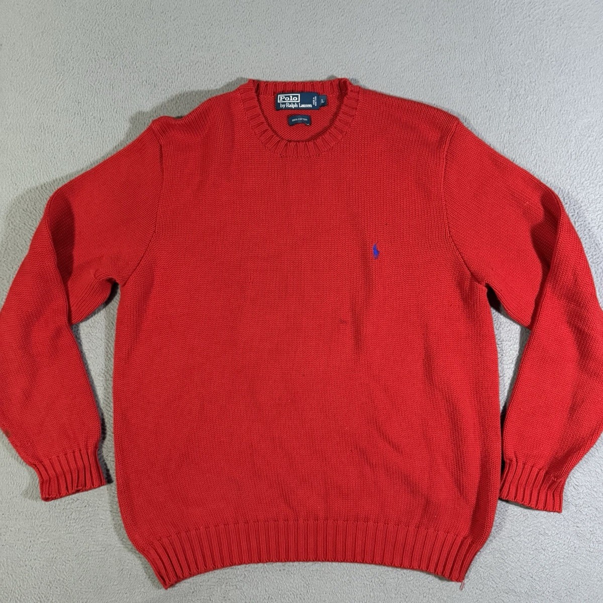 トップス POLO RAIPH LAWREN KNIT 90s Vintage 90s Polo Ralph Lauren Chunky Knit 100% Cotton Blue