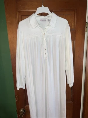 Go Softly Flannel Night Gown Ivory Sz X-Large NWT - Image 1 of 4