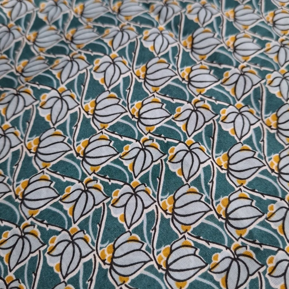 Liberty Tana Lawn Remnant Blues Green Mustard 1m X 140cm - image 1 of 4