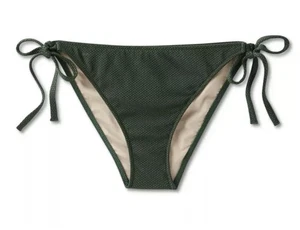 Slip bikini sfacciato Shade & Shore con cravatta laterale vita bassa taglia XL verde/texturizzato NUOVO - Foto 1 di 8