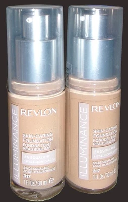 Revlon Illuminance Skin-Caring Liquid Foundation Makeup 1 oz-Tan Sand 317 X 2 - Image 1 of 2