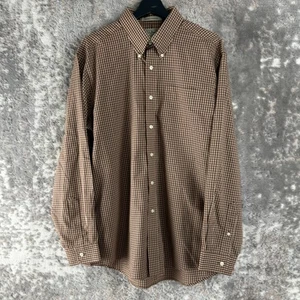 LL Bean Size L Wrinkle Resistant Plaid Casual Button Shirt Brown Long Sleeve - Picture 1 of 7