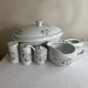 Porcelana Real Brasil WHITE BLOSSOM Salt & Pepper Pots & Mustard Pot Condiments - Picture 1 of 10