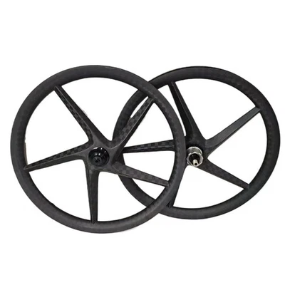 5 Spoke Carbon Fiber 16 Inch 25mm Width Bicycle Wheelset Disc / Rim Brake Wheels - Image 1 of 4