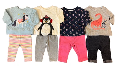 Baby Girl Clothes 0/3 Months Pants Long Sleeve Shirts Outfits Fall Lot Penguin - Image 1 of 4