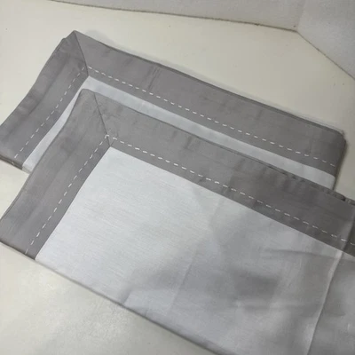 NUEVO Juego de 2 fundas Euro Signoria Firenze Doble Blanco Plata 100% Algodón ITALIA Foto 1 de 4