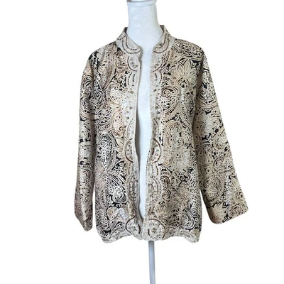 Blazer Chaqueta Topper De Colección Chicos Cuentas Bordado Seda Frente Abierto Talla 3 EE. UU. XL/16 Foto 1 de 4