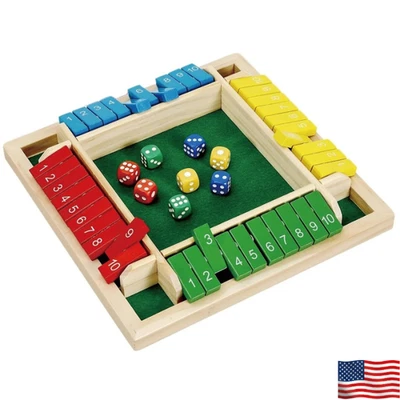 shut the box dice game wooden board math number game family for 1-4 players - Image 1 of 4