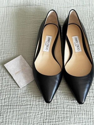 Jimmy Choo Romy Classic Black‎ Leather Pointed Toe Slip On Flats SzEU36.5/US6.5  - Image 1 of 4