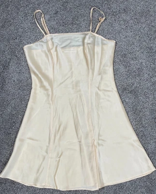 Vintage Victorias Secret Slip Dress Womens XS 100% Silk Mini Yellow Chiffon Top - Image 1 of 4