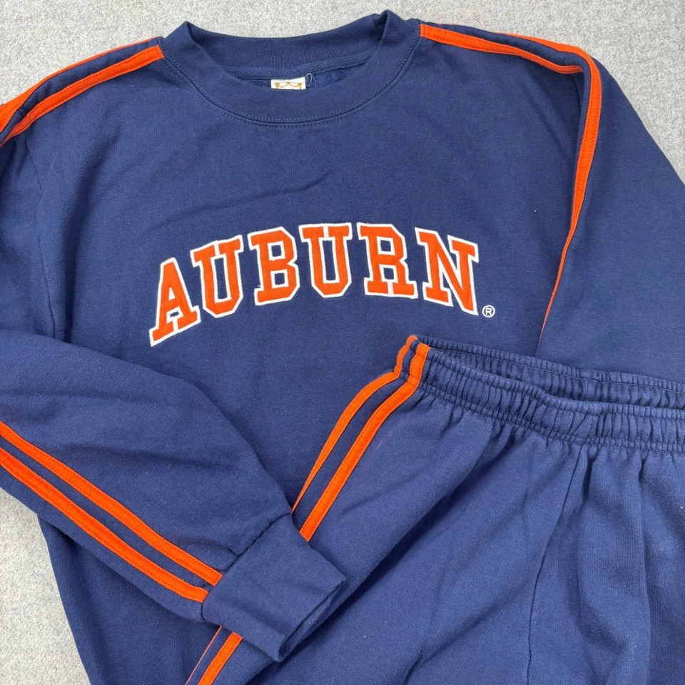 Vintage 90s Y2K Auburn Tigers Sweatsuit Youth L Navy Little King Navy Tracksuit - Image 1 of 4