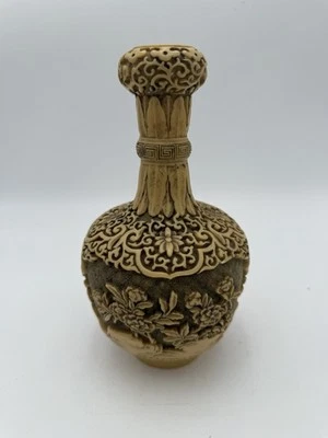 Jarrón chino de cinabrio escenas detalladas pesado 8,5" B47 Foto 1 de 4