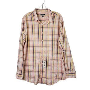 Club Room Mens XL Pink Plaid Long Sleeve Tech Woven Button Up Shirt Office New - Picture 1 of 8