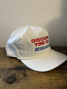 Vintage BF Goodrich Discount Tires Trucker Hat SnapBack Made USA Swingster White - Picture 1 of 5
