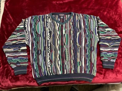 Suéter Vintage Años 90 Estilo Coogi Roundtree y Yorke 3D Texturizado Gran Tamaño XL Foto 1 de 4