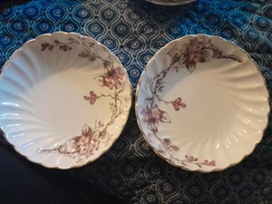 Karlsbad Floral Dessert Bowls Set Of 2 Gold Trim Very Nice Preowned Condition - Picture 1 of 9