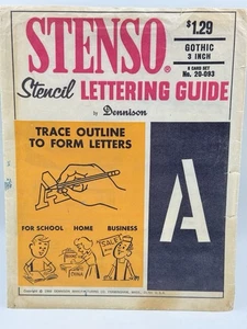 Vintage 1966 Stenso Lettering Guide Gothic 3" Set No. 93 Letters & Numbers - Picture 1 of 9