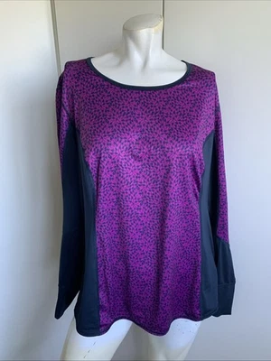 Lands’ End Sport Mujer’s Talla XL Morado Manga Larga Jersey Camiseta Foto 1 de 4