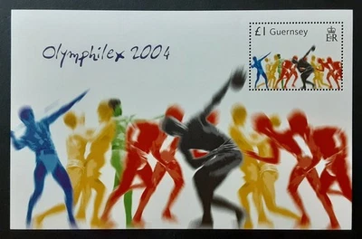 Hoja Olimphilex Scott 848 Guernsey British Dependency 2004 £1 MNH Excelente 1881-3 Foto 1 de 3