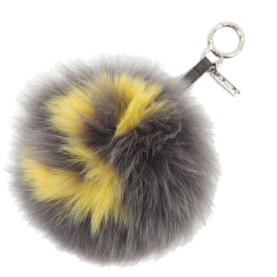 Auténtico bolso de piel de pompón FENDI ABCharm inicial "S" encanto gris amarillo envío gratuito Foto 1 de 4