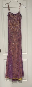 Vestido Vintage Cache Sirena Cuentas Lentejuelas Floral Correa Espagueti Talla XS - Imagen 1 de 15