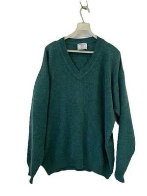Valentino Garavani Jeans Men’s Wool Sweater Green V-Neck Italy XXL Vtg #121 - Image 1 of 4