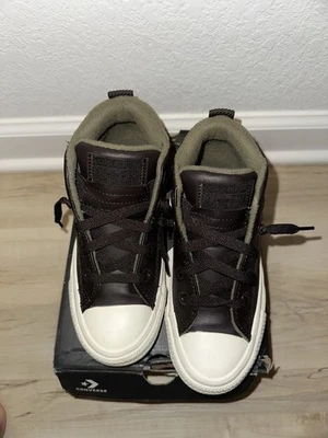 Bota infantil 13c Converse Chuck Taylor All Star Street couro marrom veludo - Imagem 1 de 4