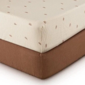 Crib Sheets 100% Cotton 2 Pack-Sunshine And Brown - Standard 52" X 28" NIP - Picture 1 of 3