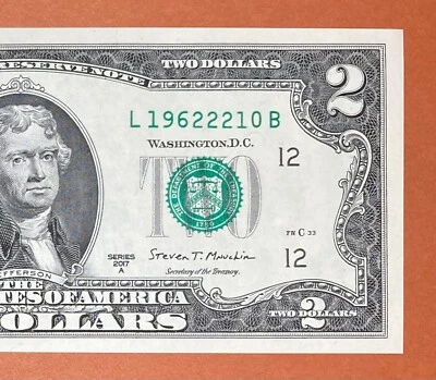 October 22, 1962 (L 19622210 B) Birthday Note in Y/D/M Format $2 Two Dollar Bill - Image 1 of 3