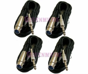 4 Pack 10FT XLR 3-Pin Female to 1/4" Stereo TRS Plug Mic Microphone Cord Cable - Picture 1 of 1