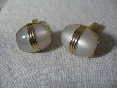 BONITO BRILLO Tono Blanco y Dorado DISEÑO RAYAS MEDIAS Gemelos De Colección Para Hombre ~ Foto 1 de 4