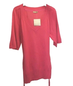 THIN KNIT LONGER LENGTH HOT PINK BELTED JUMPER BY TU SIZE 12 NEW - Picture 1 of 3