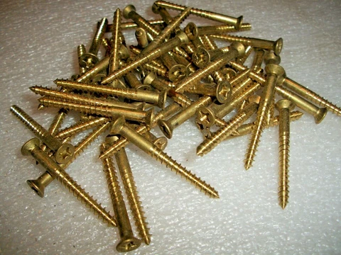 28 - VINTAGE N.O.S. SOLID BRONZE FLAT HEAD PHILLIPS WOOD SCREWS, 2" LONG x #10 Cover