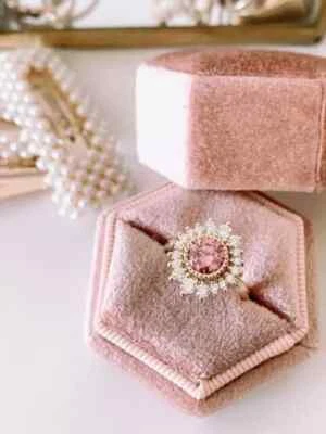 3Ct Round Cut Lab-Created Sapphire Women's Wedding Rings 14K Yellow Gold Plated - Image 1 of 4