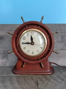 Vintage United Ships Wheel Electric Clock Working Model 315 Nautical - Bild 1 von 16