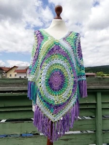 Poncho * Häkelponcho * Hippie * Boho * Sommerponcho * Baumwolle - Bild 1 von 6