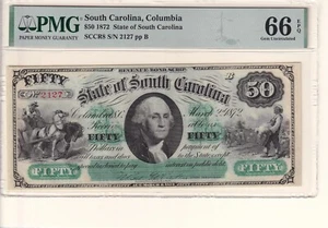 1872 $50 Columbia, South Carolina Note, PCGS 66 (61534) - Picture 1 of 2