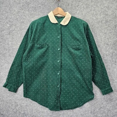 Camisa de pana vintage años 90 para mujer XL verde lunares caprichosa de gran tamaño PACOS Foto 1 de 4